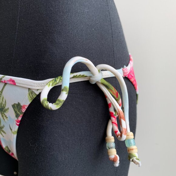 Billabong surf BLUE CRUSH Vintage bikini floral beaded triangle low rise RARE - Picture 6 of 8